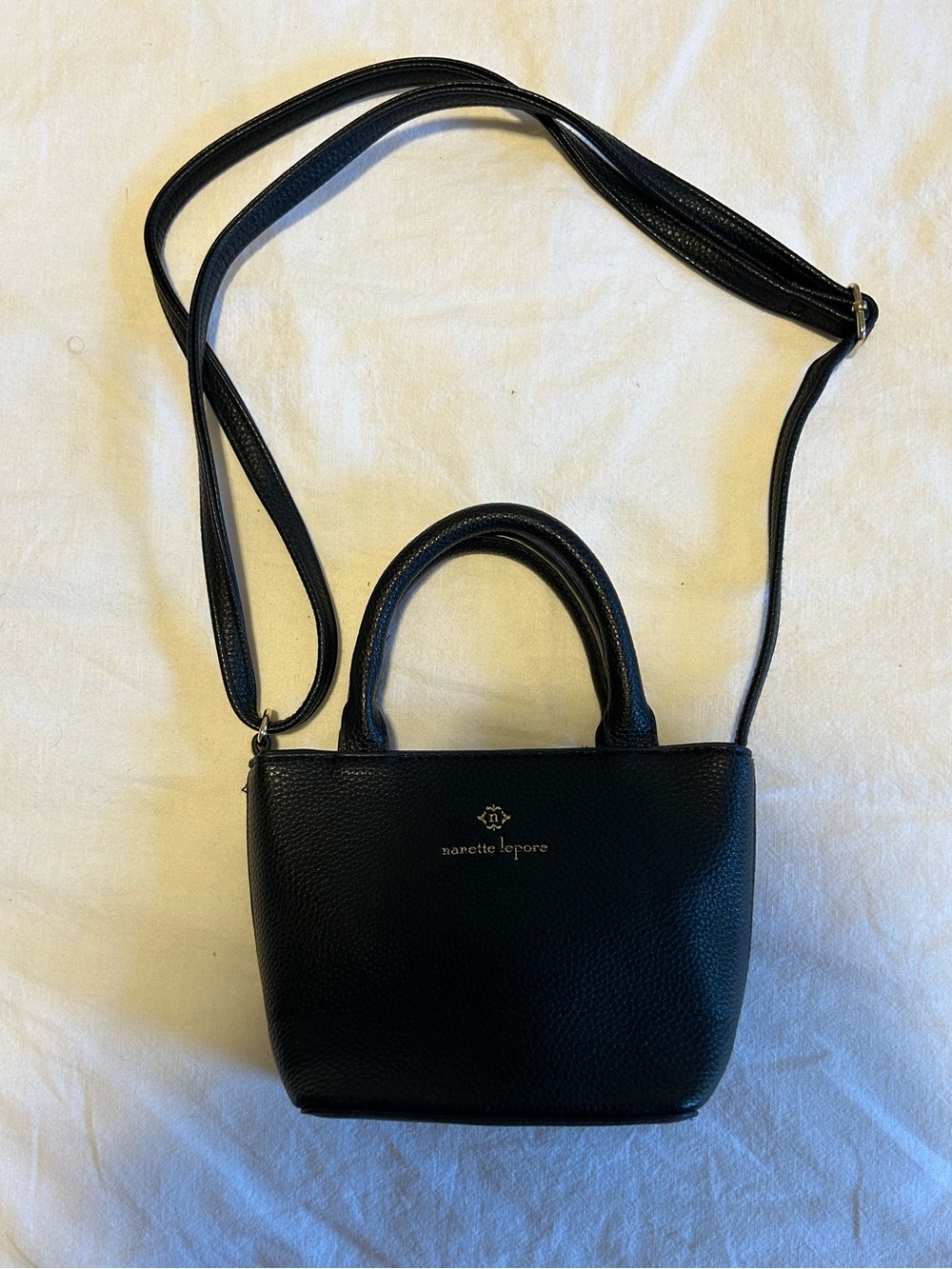 Nanette Lepore Black Pebbled Leather Mini Crossbody Bag